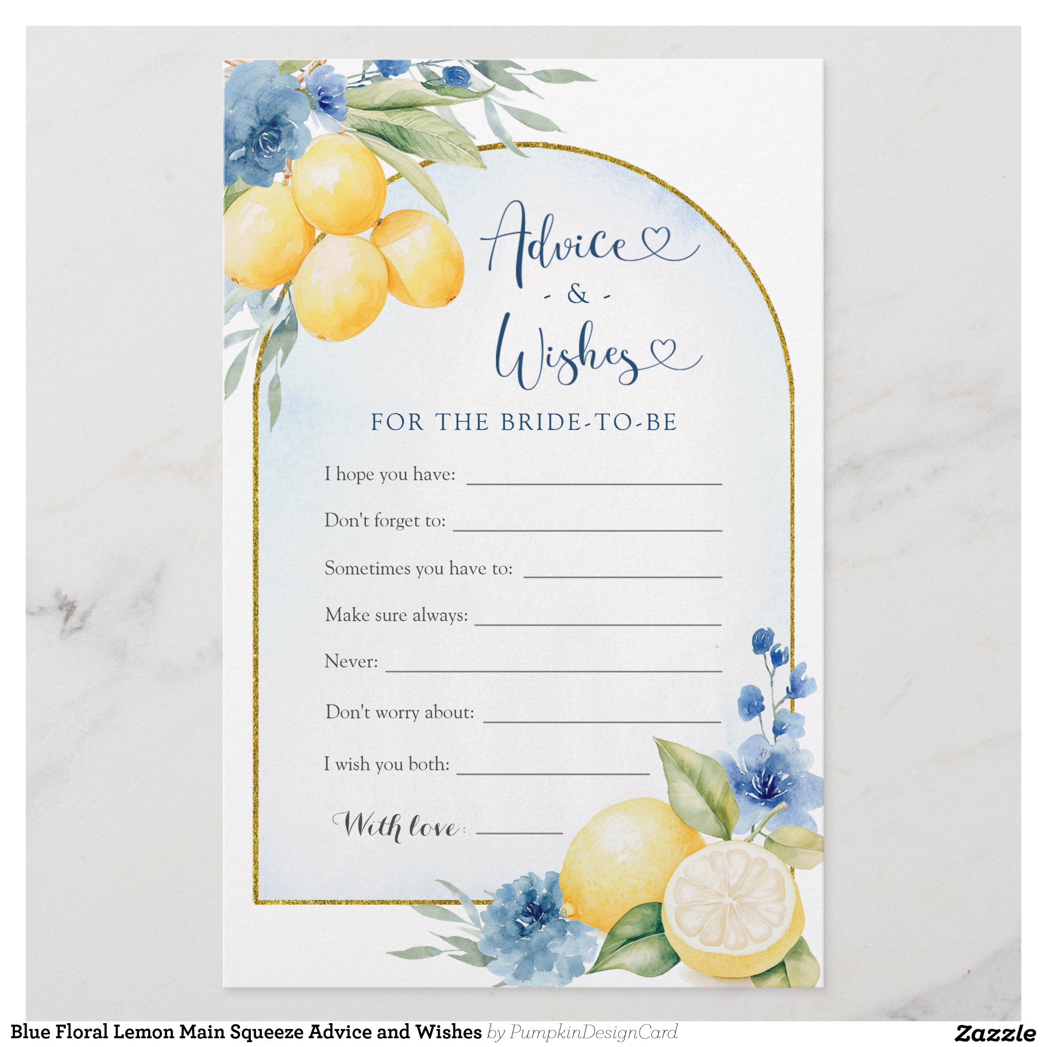 Blue Floral Lemon Main Squeeze Advice and Wishes