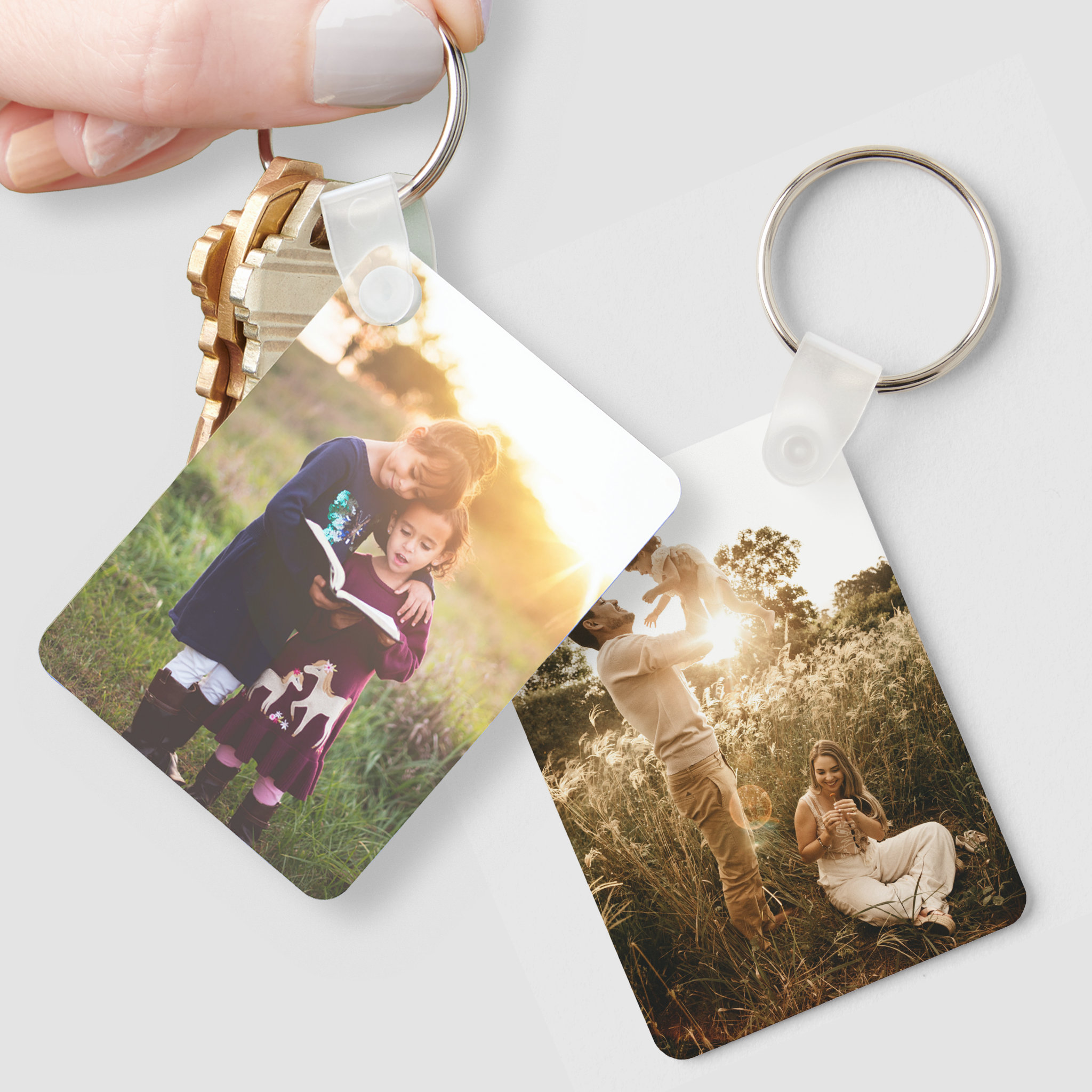 Custom Two Photo Double Sided Aluminum Keychain