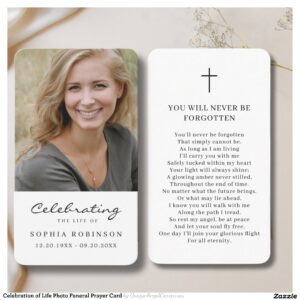 Celebration of Life Photo Funeral Prayer Card