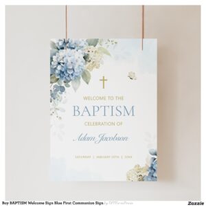 Boy BAPTISM Welcome Sign Blue First Communion Sign