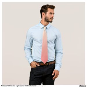 Antique White and Light Coral Ombre Pattern Neck Tie