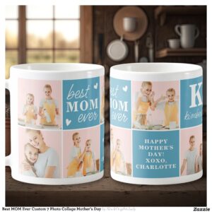 Best MOM Ever Custom 7 Photo Collage Mother's Day Coffee Mug