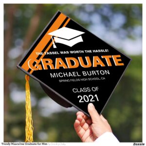 Trendy Masculine Graduate for Him Graduation Cap Topper