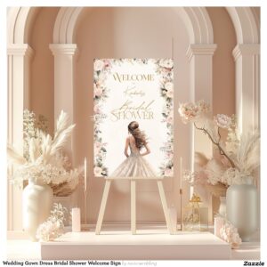 Wedding Gown Dress Bridal Shower Welcome Sign
