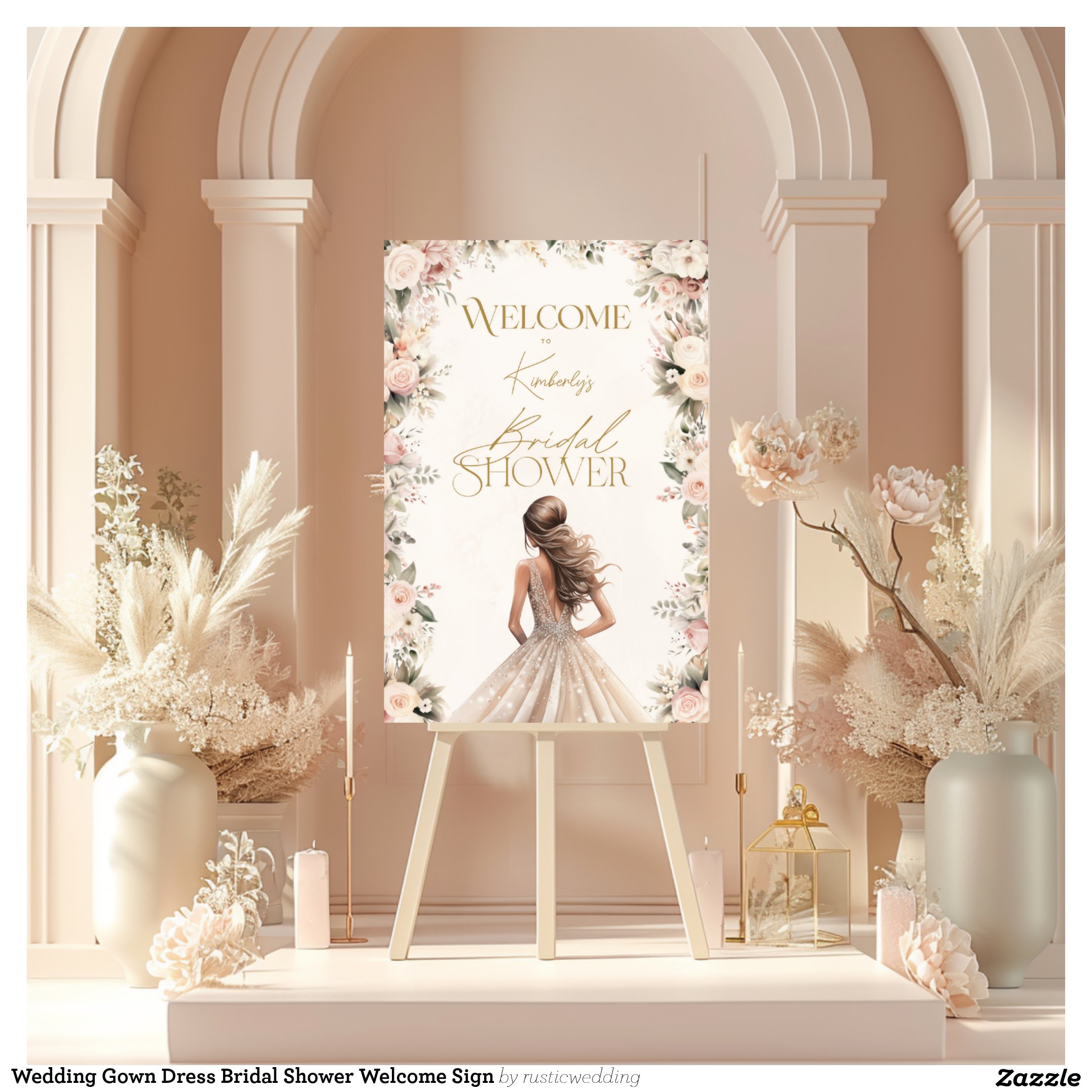Wedding Gown Dress Bridal Shower Welcome Sign