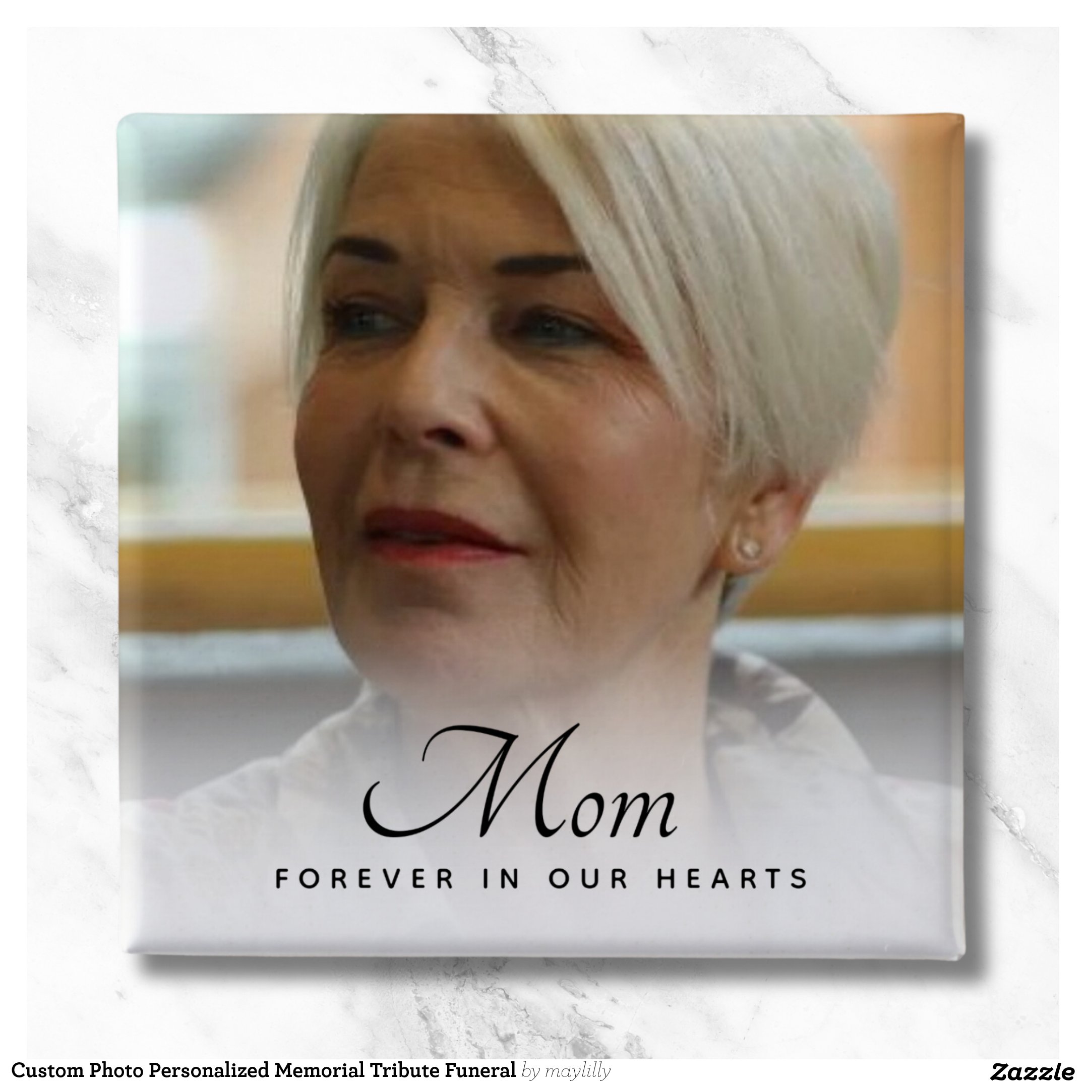 Custom Photo Personalized Memorial Tribute Funeral Button