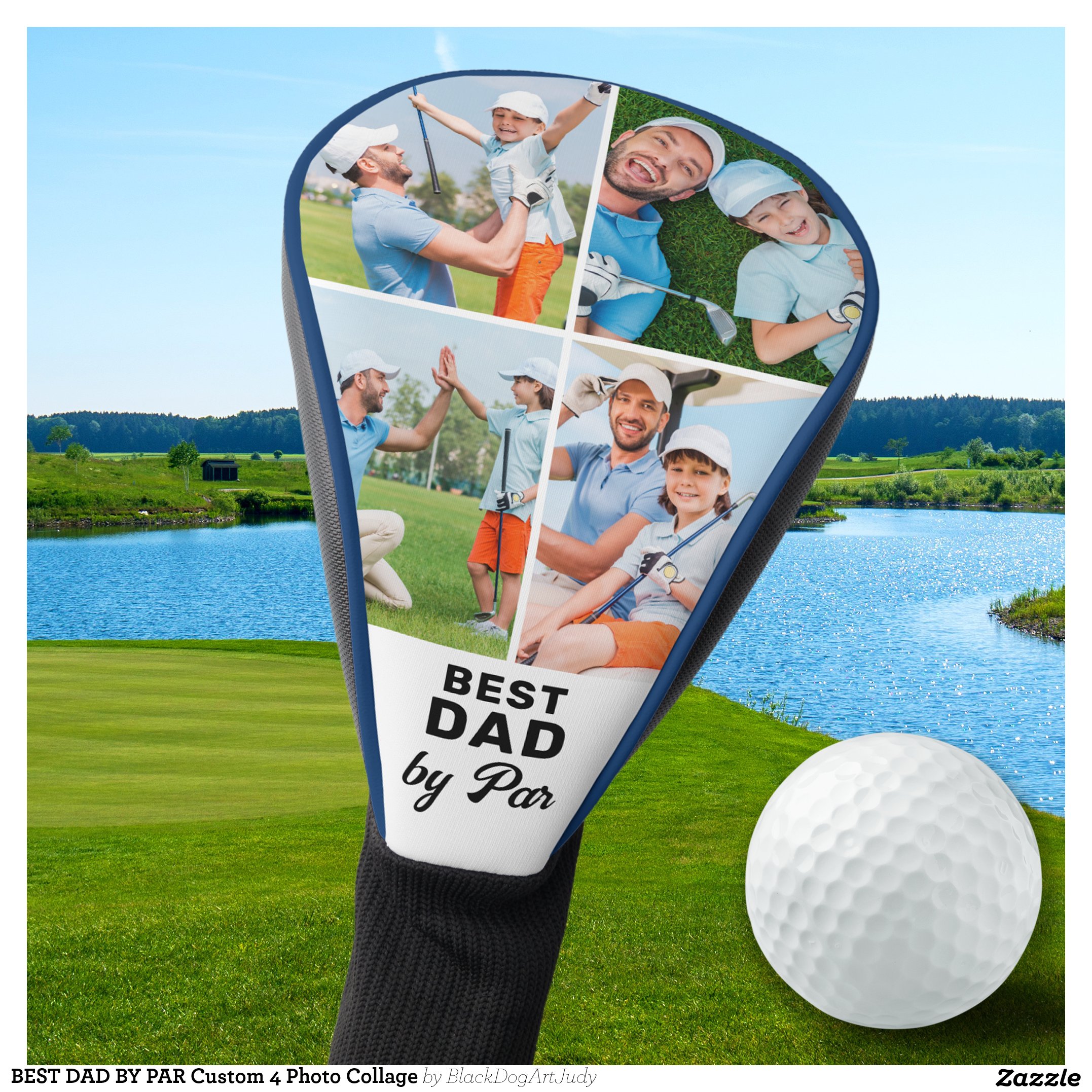 BEST DAD BY PAR Custom 4 Photo Collage Golf Head Cover