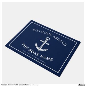 Nautical Anchor Boat & Captain Name Doormat
