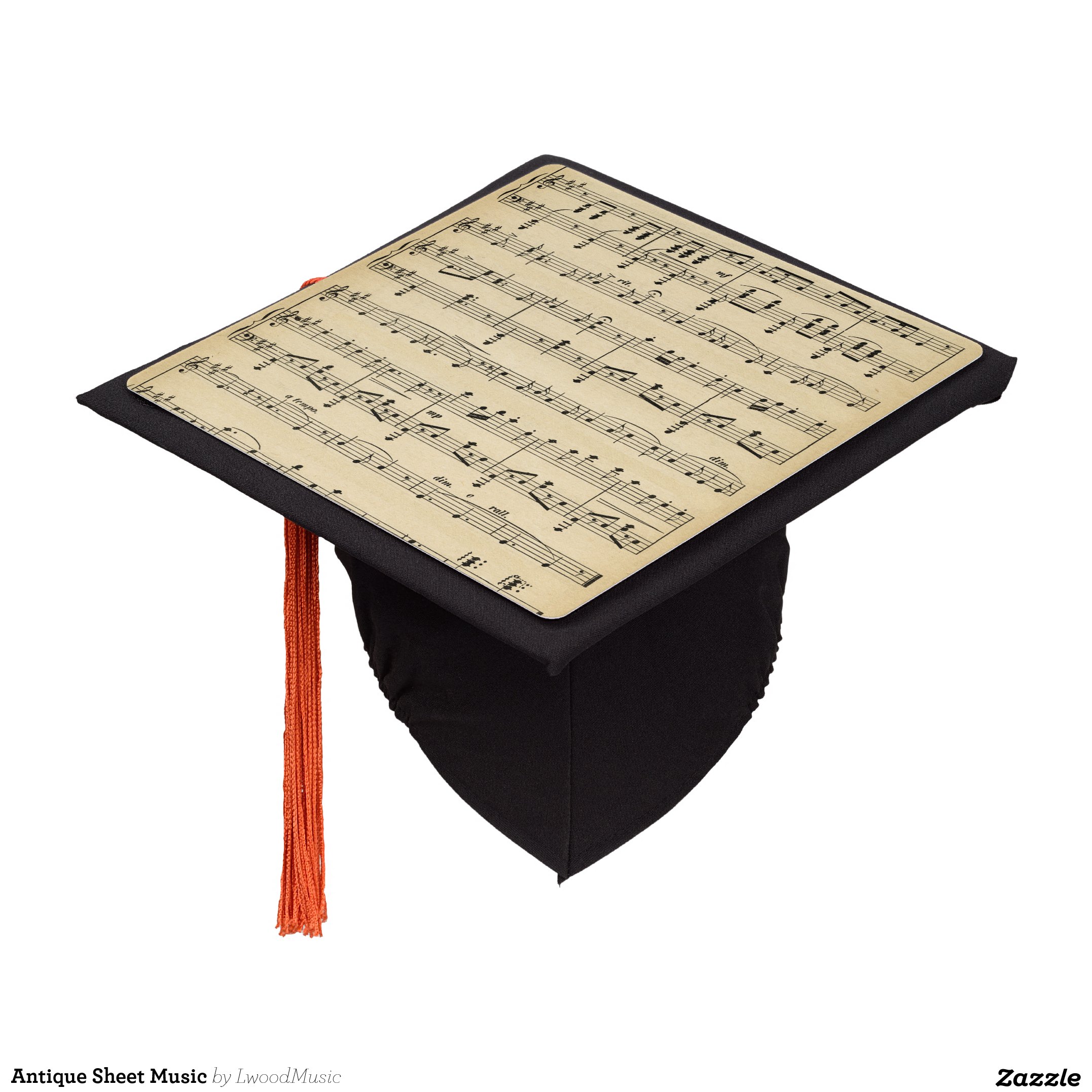 Antique Sheet Music Graduation Cap Topper