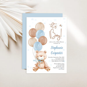 Teddy Bear Baby shower boy Invitation