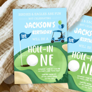 Hole In One Golf Boy First Birthday Par-Tee Invitation