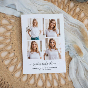 Graduate Modern Four Photo Collage Layout Postcard