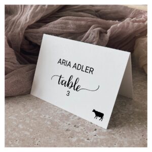 Simple Black Beef Meal Option Place Card