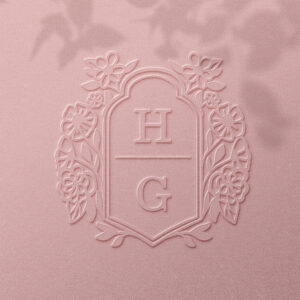 Elegant Floral Botanical Frame Two Letter Monogram Embosser