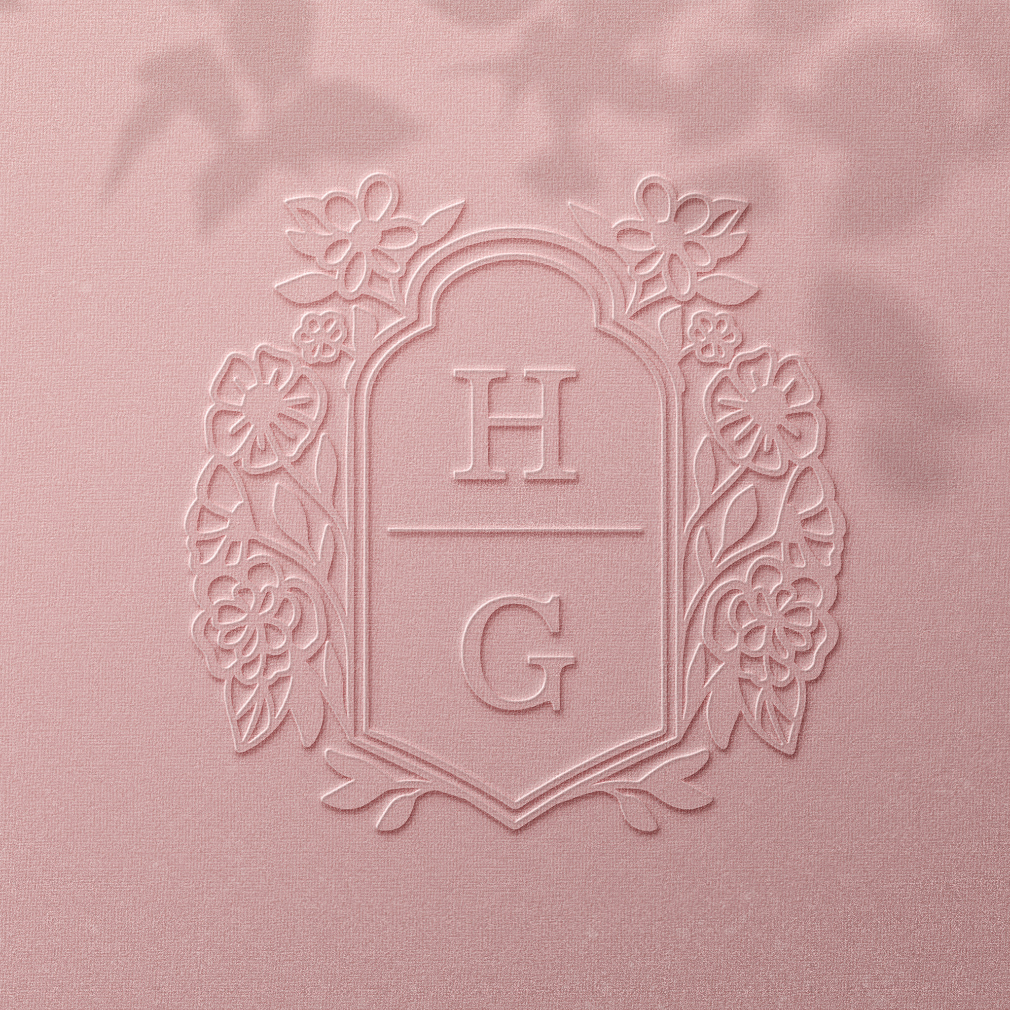 Elegant Floral Botanical Frame Two Letter Monogram Embosser