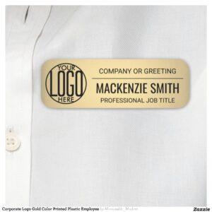 Corporate Logo Gold Color Printed Plastic Employee Name Tag