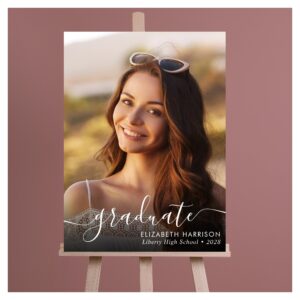 Elegant White Script Photo Overlay Graduate Foam Board