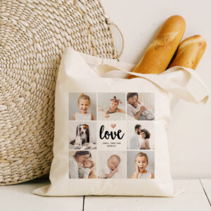 Simple and Chic Photo Collage Love with Heart Tote Bag