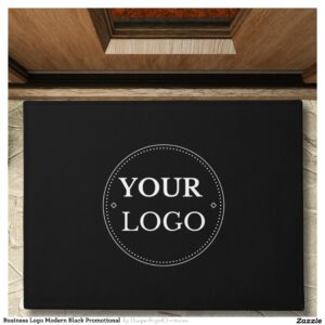 Business Logo Modern Black Promotional Doormat