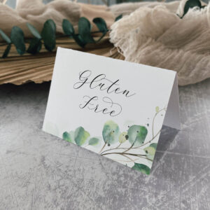 Elegant Greenery Gluten Free Buffet Food Labels Table Number