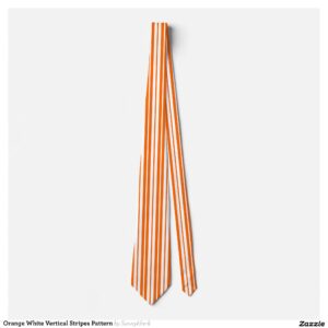 Orange White Vertical Stripes Pattern Neck Tie