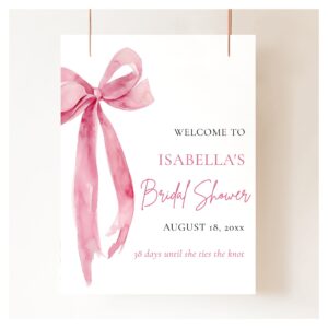 Bow She's Tying the Knot Bridal Shower Welcome Poster