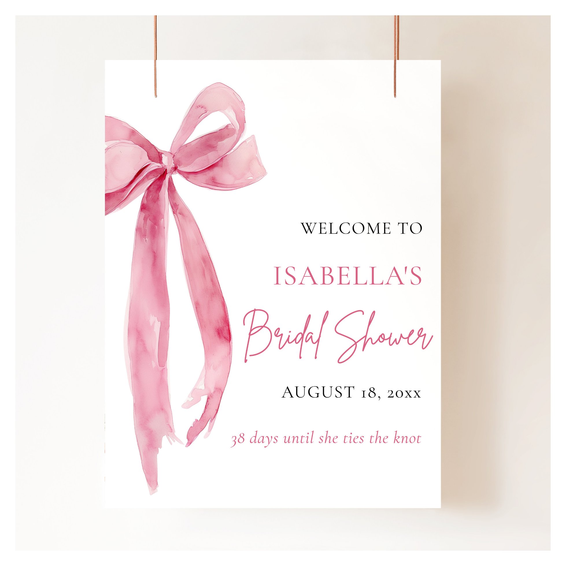 Bow She's Tying the Knot Bridal Shower Welcome Poster