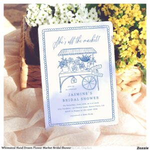 Whimsical Hand Drawn Flower Market Bridal Shower Invitation