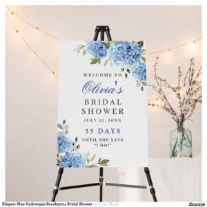 Elegant Blue Hydrangea Eucalyptus Bridal Shower Foam Board