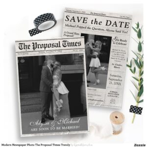 Modern Newspaper Photo The Proposal Times Trendy Save The Date