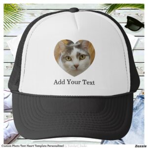 Custom Photo Text Heart Template Personalized Trucker Hat