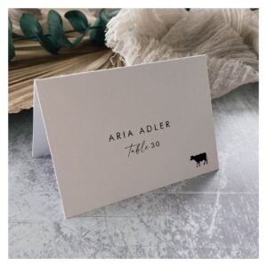 Modern Script Beef Menu Option Wedding Place Cards