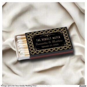 Vintage 1920's Art Deco Gatsby Wedding Favor Matchboxes