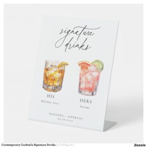 Contemporary Cocktails Signature Drinks Pedestal Sign