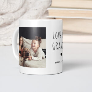 Love You Grandma Two Photo Handwritten Text Coffee Mug