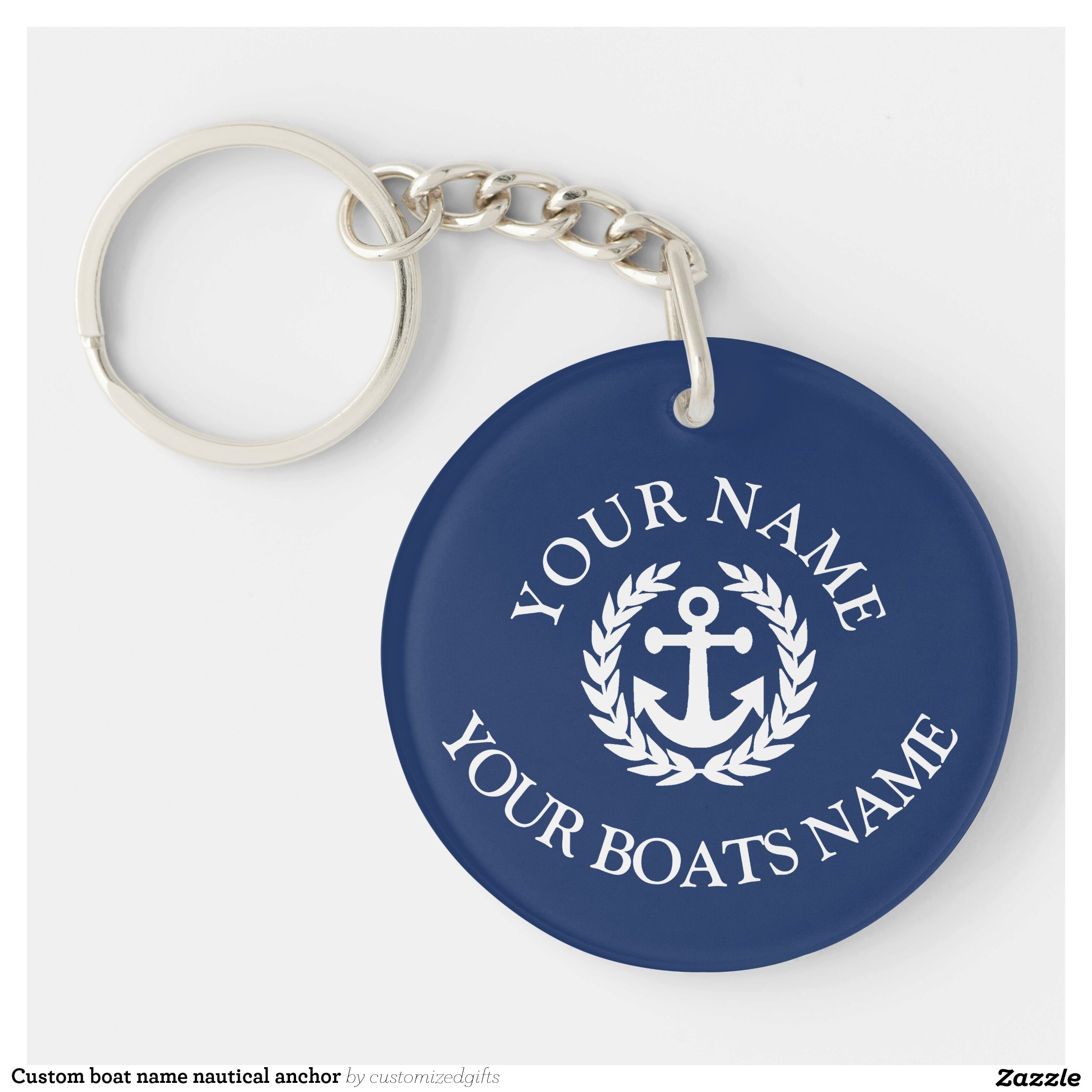 Custom boat name nautical anchor keychain