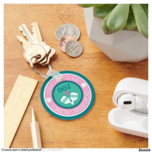 Custom text 2 sided pickleball keychain