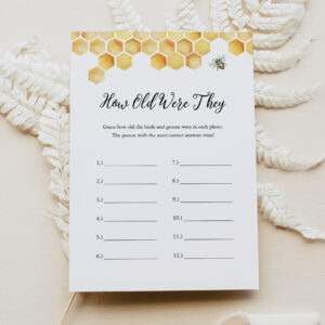 CALLA Bee How Old Were They Bridal Shower Game Invitation