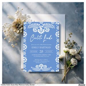 Cielito lindo dusty blue Mexican baby shower Invitation
