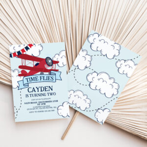 Time Flies Airplane Birthday Invitation