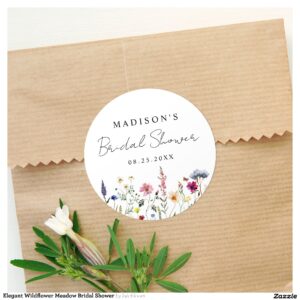 Elegant Wildflower Meadow Bridal Shower Classic Round Sticker