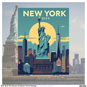 New York City Statue of Liberty Travel Vintage Postcard