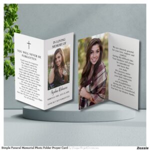 Simple Funeral Memorial Photo Folder Prayer Card