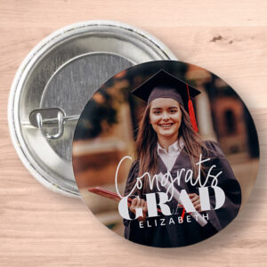 Congrats Grad Modern Simple Script Custom Photo Button