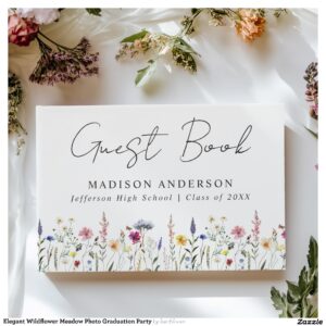 Elegant Wildflower Meadow Photo Graduation Party Guest Book