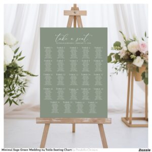 Minimal Sage Green Wedding 24 Table Seating Chart Foam Board