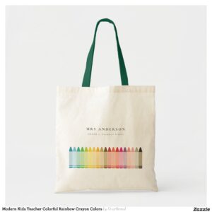 Modern Kids Teacher Colorful Rainbow Crayon Colors Tote Bag