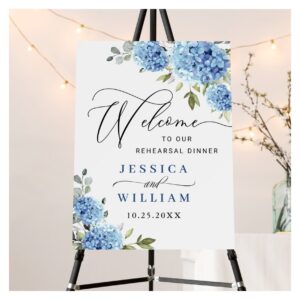 Elegant Blue Hydrangea Eucalyptus REHEARSAL DINNER Foam Board