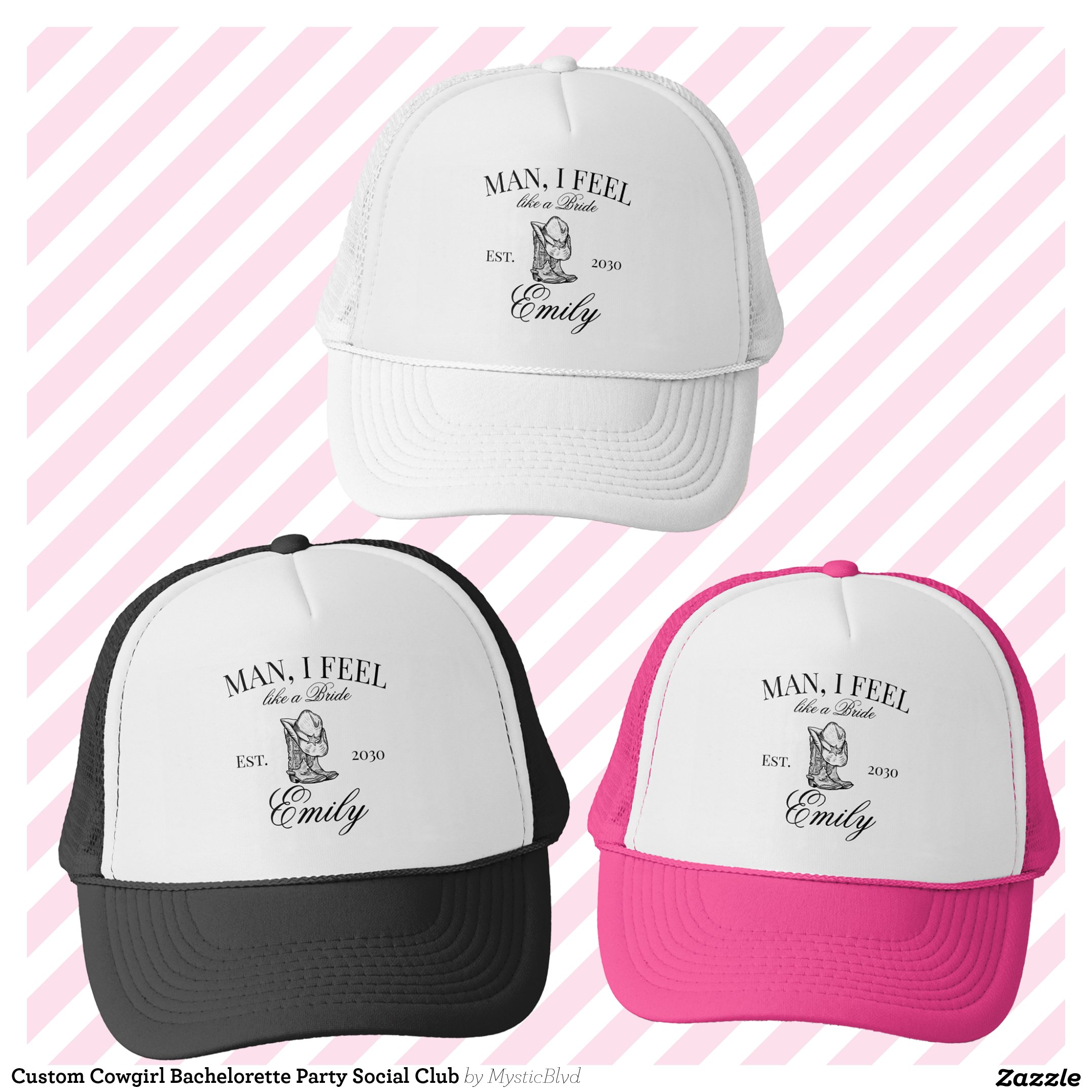 Custom Cowgirl Bachelorette Party Social Club Trucker Hat