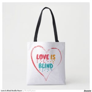 Love Is Blind Braille Heart Tote Bag